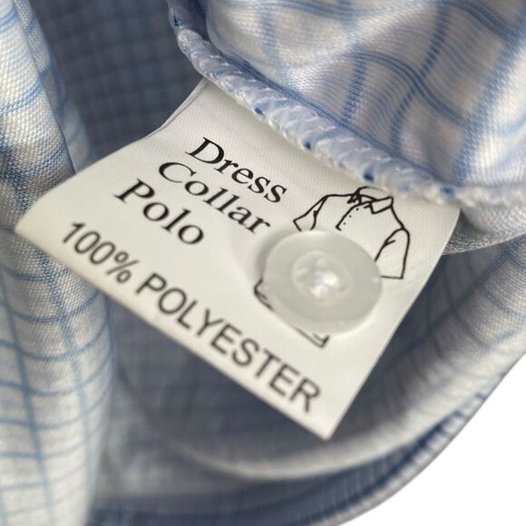Collars & Co Polo Shirt Mens Large Blue Tattersall Golf Preppy Stretch Dress NWT - Picture 7 of 9